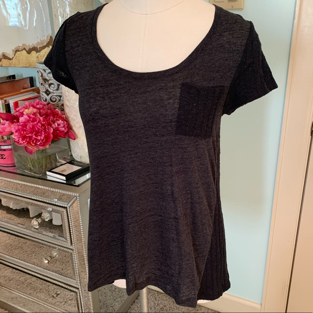 NWT Anthropologie Grey Knit T-Shirt, Sz S
